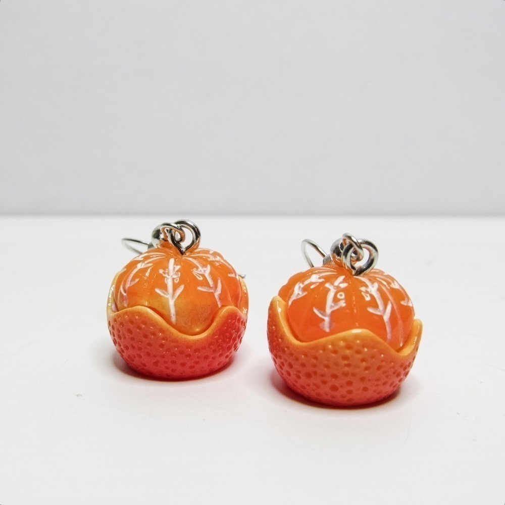 Orange Summer Fruit Dangle Earrings